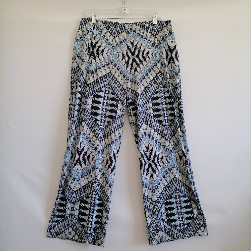 Alyx Womens Multicolor Elastic Waistband Aztec Print Palazzo Pants Size XL